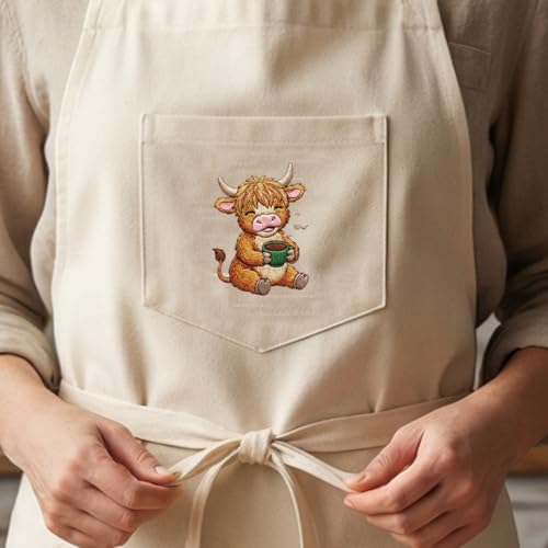 ORIGACH 4 Sheets A4 Highland Cow Water Soluble Embroidery Patterns, Stick and Stitch Paper for Animal-Themed DIY Sewing, Beginners Hand Sewing Stabilizers - color: Highland Cow