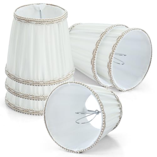 Fuloon Chandelier Lamp Shades, Clip on Small Sconce Lamp Shades, Suit for Candelabra Bulbs in Modern/European/French Country/Farmhouse Decoration, 3.5x4.3x4.9 in(6 Pack, Chiffon Light Yellow) - color: Chiffon Light Yellow, size: 6 Pack