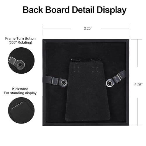 BKABOT 3x3 Black Square Picture Frame HD Glass 3Pack 2x2 Mat Wall Table - color: Black, size: 3x3