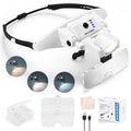 YOCTOSUN Magnifying Glass with Light,1.0X-4.0X Headband Magnifier 6 Lenses - color: White