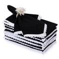 FINGERCRAFT Lace Cloth Napkins, Cotton Linen, 12 Pack, 20x20 Inch, Black - color: Black, size: 20" x 20" (Set of 12)