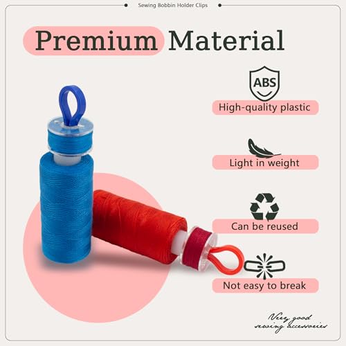 100Pcs 5 Colors Sewing Bobbin Holder Clips Plastic Thread Bobbin Clips Sewing Accessory for Thread Spool Organizing Embroidery Quilting (5color-100pcs) - color: 5color-100pcs