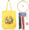 CREAWONDER Canvas Tote Bag Embroidery Kit with Pattern for Beginners, Arts and DIY Embroidery Crafts Kits for Adults, Include Instructions, Thimble, Embroidery Hoops, Color Threads and Tool - color: CR002 huaguangpianran yellow