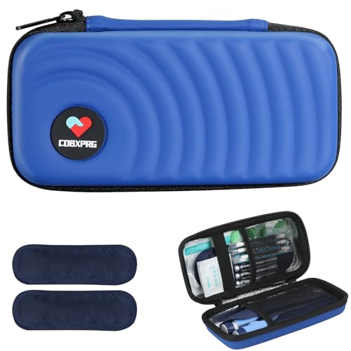 CDBXPRG Insulin Cooler Travel Case, 2 Ice Pack TSA Approved Blue - color: PU-Light Blue