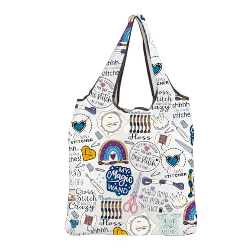 MBMSO Cross Stitch Reusable Bag Cross Stitching Gifts for Embroidery Lovers Cross Stitch Storage Bag Crafts Needlework Gifts