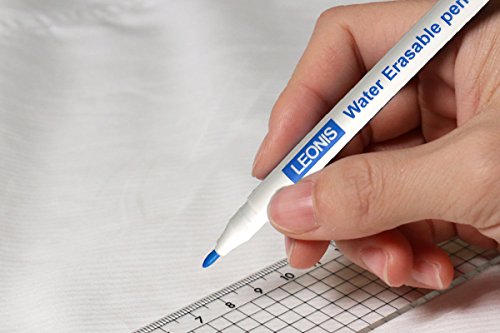 LEONIS Water Erasable Fabric Marking Pen Blue 5 Count Pack [ 78008 ] - size: 1 Count (Pack of 5)