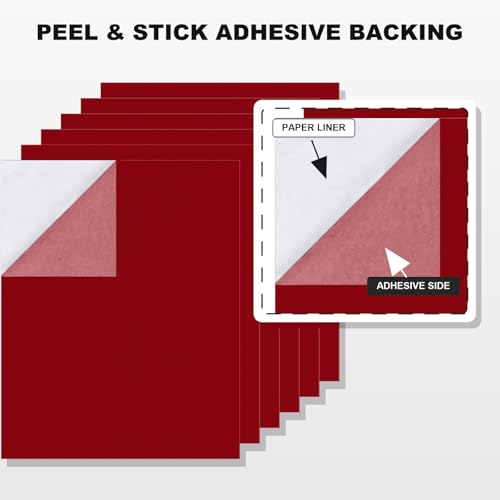 Self Adhesive Felt Sheets, 6PCS 13.4"x10.8" 2mm Thick Red - color: Red