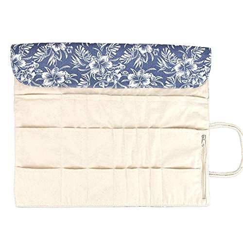 Teamoy Knitting Needle Case Organizer Holder Roll(up to 14"), Blue Flowers - color: Blue Flowers, size: 14 inches