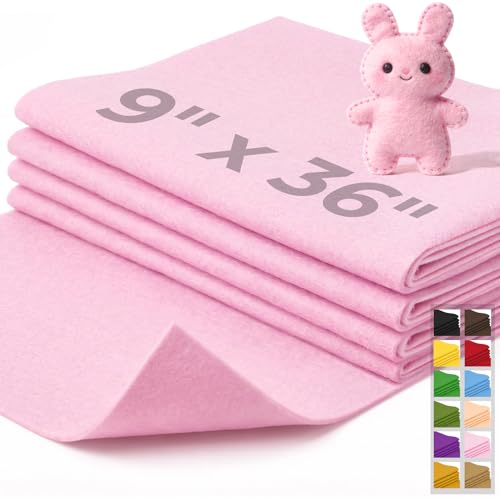 IONTACH 9" X 36" Soft Felt Sheets 1.6mm Thick (4 Packs, Light Pink) - color: Light Pink