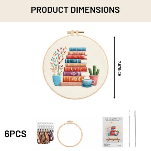 CZFSWT Embroidery Kit, Mini Embroidery Kit, Cross Stitch Kit with Instructions, 20cm Bamboo Embroidery Hoop Suitable for Handicraft Enthusiasts, DIY Gifts and Home Decor