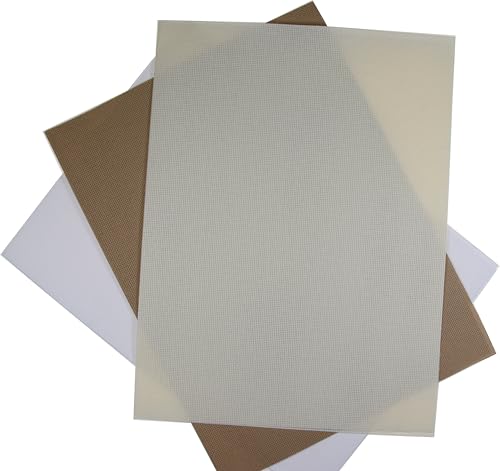 KCS 3 pc of 12" x 18"(30cmx45cm) 18CT Counted Cotton Aida Cloth Cross Stitch Fabric (White+Cream+Khaki) - color: White+cream+khaki