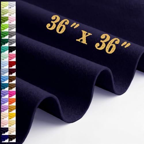 Large Felt Fabric Sheet 36 x 36 Inch, 1.6mm Thick (Navy Blue) - color: Navy Blue
