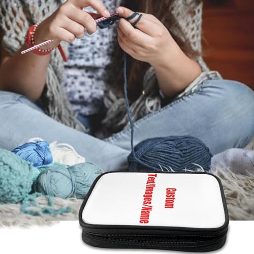Kathyboom Crochet Hook Case, Custom Organizer Zipper Bag with Web Pockets for Various Crochet Needles and Knitting Accessories,Easy Carry - color: Custom