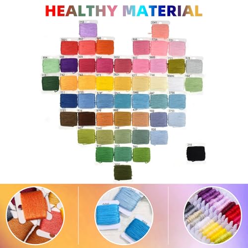 Embroidery Thread, 6 Strand Hand Embroidery Supplies Rainbow Embroidery Floss, Cross Stitch Thread for Bracelet, DIY Crafts, Sewing, Embroidery Supplies (50 Colour)