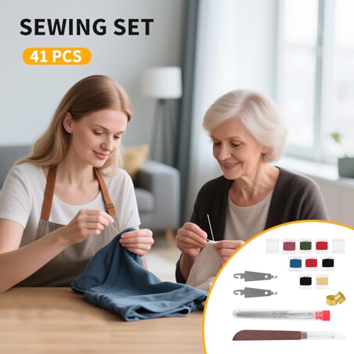 RZHHTTQ 41 PCS Big Eye Steel Sewing Needle Kit for Hand Sewing