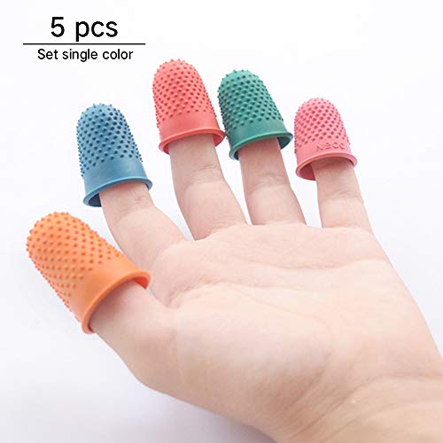 Thimble Protectors 5Pcs, Finger Protectors, Rubber Fingers Thimble Guard Tips Caps Pads Cover Craft Finger Tip Sewing Counting Protector for Embroidery, Sewing, Cuttings (Pink)