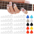 50 Pcs Guitar Fingertip Protectors, 5 Sizes Silicone Finger Tips Protectors with 10 Picks for Acoustic Electric Guitar Ukulele Banjo Mandolin, Reusable Practice Kit