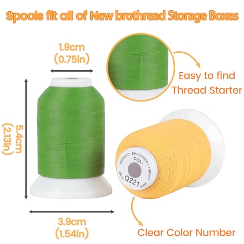 New brothread 52 Spools 40WT 100% Frosted Matt Embroidery Machine Thread - color: 52 colors - 550yd per spool, size: 40WT