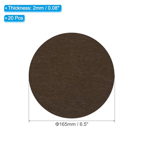 PATIKIL 6.5 Inch Diameter Lamp Base Felt, 20Pack 2mm Thickness Round Soft Adhesive Non-Slip Anti-Scratch Backed Felt for Lamp Furniture DIY Craft, Coffee - color: Coffee, size: 6.5 Inch