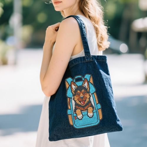 ANATTASOUL Dog & Backpack 11.6"x8.2" Animal Rhinestone Iron on Patches - style: Dog and Backpack