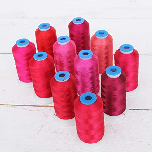 ThreadArt Polyester Embroidery Thread Set, 1000M, 11 Cone Red Color Builder - color: RED COLOR BUILDER