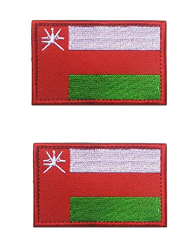 2 PCS Asia Flag Patches Hook and Loop Fastener Embroidered Tactical Military National Asia Patch (Oman) - color: Oman
