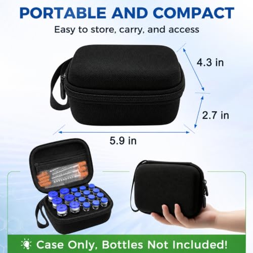 Peptide Case for Fridge, Insulin Vial Case for Diabetics - color: Black-12×(1-3ml)+6*(1-10ml)+10 Caps