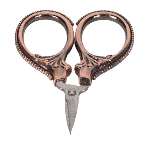 Stainless Steel Scissors Little Portable Vintage Embroidery Scissors for Sewing Crafts Artwork Cross Stitch Cutting Handmade DIY Tools(Red bronze) - color: Red Bronze