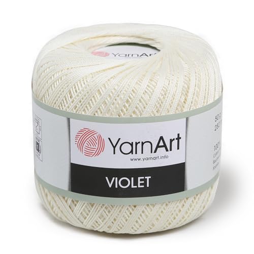 Yarn Art 1 Skein YarnArt Violet,100 Mercerized Cotton Yarn Threads Crochet Lace Hand Knitting Yarn Embroidery Arts Crafts (Cream 326) - color: 326