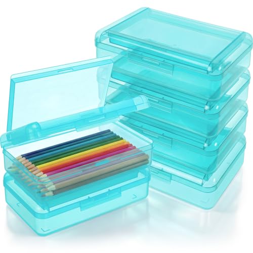 Blulu 6 Pack Double Layer Pencil Boxes Large Capacity,Teal - color: Teal