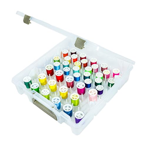 ArtBin Super Satchel Thread Box - Versatile Thread Storage for Sewing, Embroidery, and Quilting - 108 Pegs, Portable Design, Compatible with ArtBin Accessories - Made in USA, Transparent and Compact