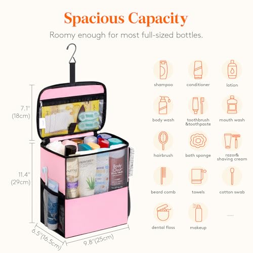 Lifewit Mesh Shower Caddy Bag, Hanging Shower Organizer, Large, Pink - color: Pink, size: L(9.8"L x 6.5"W x 11.4"H)