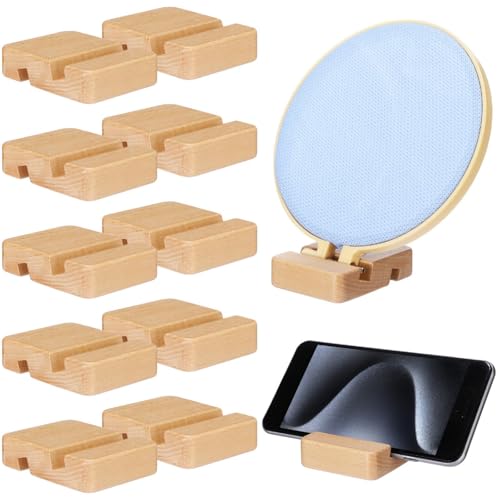 Cinnvoice 10 Pcs Embroidery Hoop Display Stand Wooden Base Holder