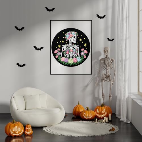 Louise Maelys Halloween Skeleton Floral DIY Embroidery Kit for Beginners - color: Skeleton1
