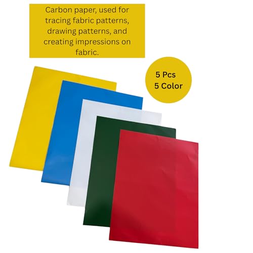 5 Sheets 5 Color Tracing Paper for Sewing Carbon Paper with Tracing Wheel Fabric tracing Paper for Tailor Sewing Sewing Cross Crafts 9 x 11" Transfer Sheets Fabric, Wood, Leather