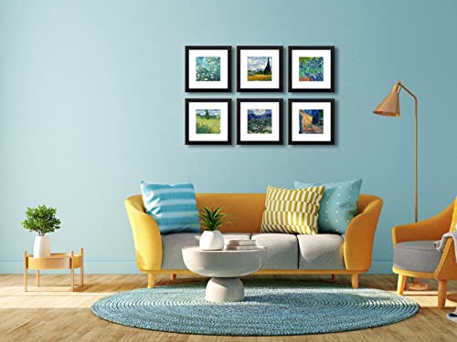 8x8 Picture Frame Set of 6 with Real Glass for Pictures 5x5 with Mat or 8x8 Without Mat, Wall Gallery or Tabletop display Photo Frames in Black - color: Black, size: 8x8(set of 6)