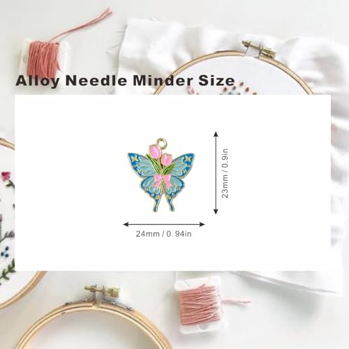 MAGNEECH 2pcs Pink Blue Butterfly-Themed Needle Minder Magnet，Magnetic Needle Minders for Cross Stitch and Embroidery - Keep Your Needles Secure