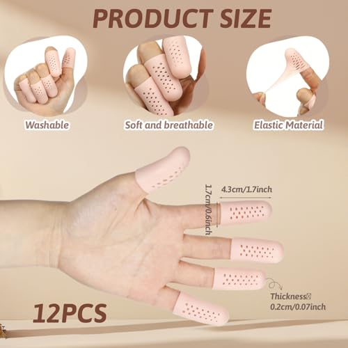 12 Pcs Gel Finger Cots with Air Holes, Breathable Silicone Finger Protector