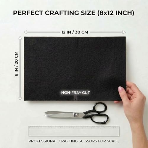 Black Felt Fabric Sheets Stiff 20 Pcs 8" X 12" 1mm Thick - color: Black