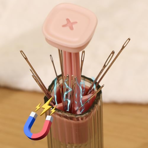 1 Set Pop-up Magnetic Sewing Needle Storage Boxes Portable Embroidery Needle Case DIY Handicrafts Sewing Tool Accessories (Pink) - color: Pink