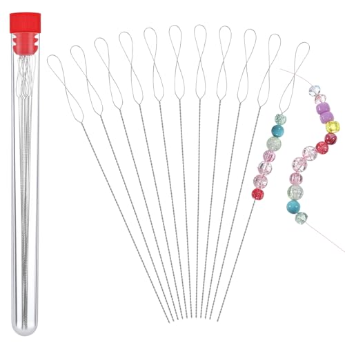 12Pcs Beading Needles Extra Fine 0.02"& Long 5.5" for Seed Beads