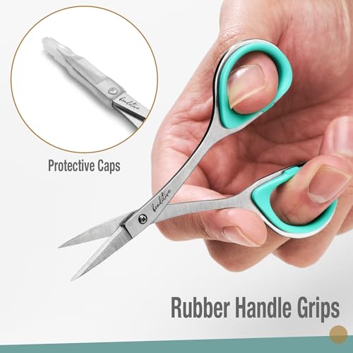Beaditive Sewing and Embroidery Scissors Set (2 Pc.) Curved and Straight, Sharp, Stainless-Steel Design | Precision Tips, Ergonomic Rubber Handle Grip | Small, Compact DIY Use (1 Curved, 1 Straight) - color: 1 Curved, 1 Straight