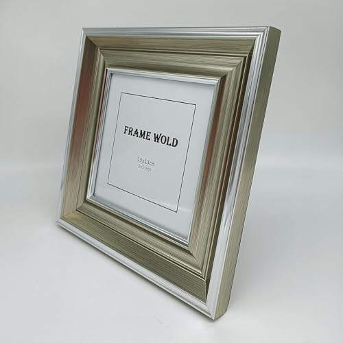 5x5 Silver Picture Frame, Real Glass, MDF, Black Backing, Wall/Tabletop - color: Silver, size: 5x5
