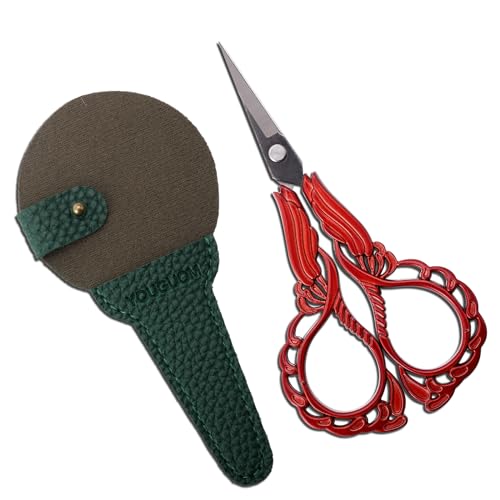 YOUGUOM Small Sewing Scissors, Little Embroidery Shears with Cover - color: Red