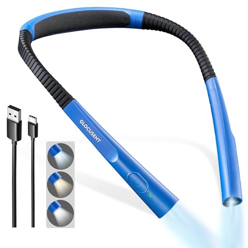 Glocusent Upgraded LED Neck Reading Light, Book Light for Reading in Bed - color: Lake Blue, size: Slim-Medium