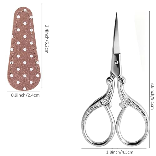 3.6 Inch Embroidery & Sewing Scissors - Small Craft Scissors with PU Leather Cover, Perfect for Cross Stitch, Crochet & Knitting Accessories, DIY Handmade Art Tool - size: 3.6 Inch, style: Style AA1711