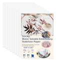 Creztail Sticky Water Soluble Embroidery Stabilizer Paper, 8PCS 8.5"x11" Printable Embroidery Transfer Paper, Stick and Stitch Wash Away Stabilizer, Medium Weight for Hand and Machine Embroidery - size: 8pcs