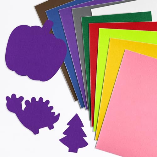 CHRORINE 10 Pcs Purple Felt Fabric Sheets Self Adhesive Felt Sheets 8 x 12 Inches Felt Paper for Art and Craft Supplies - color: Purple