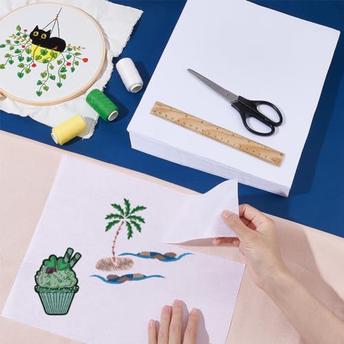 BENECREAT 120 Sheets No Show Mesh Embroidery Stabilizer Backing, 9.8x11.8 inch Precut Sheets for Machine Embroidery and Hand Sewing