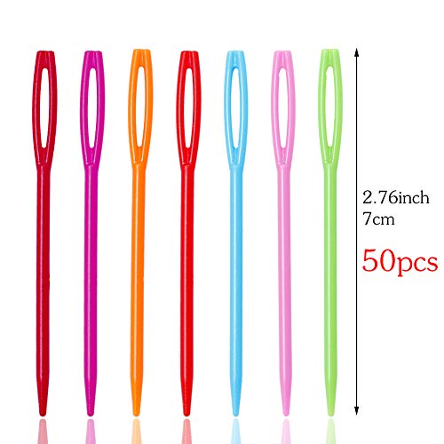 50 Pcs Plastic Sewing Needles, 2.7inch Large Eye Plastic Sewing Needles - size: 50 PCS